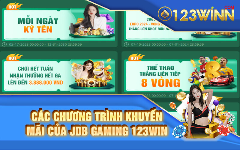 Cac chuong trinh khuyen mai cua JDB Gaming 123WIN